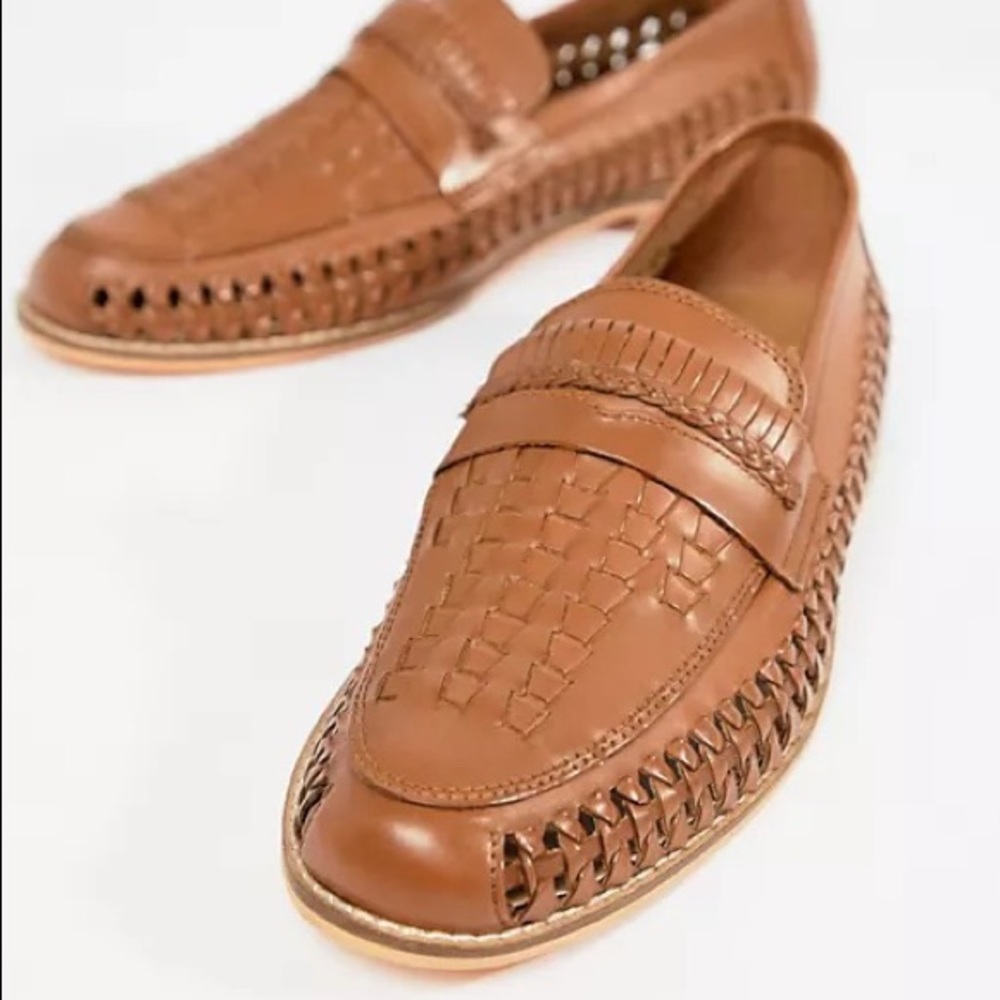 Frank Wright | ASOS | Tan Leather Woven Loafers